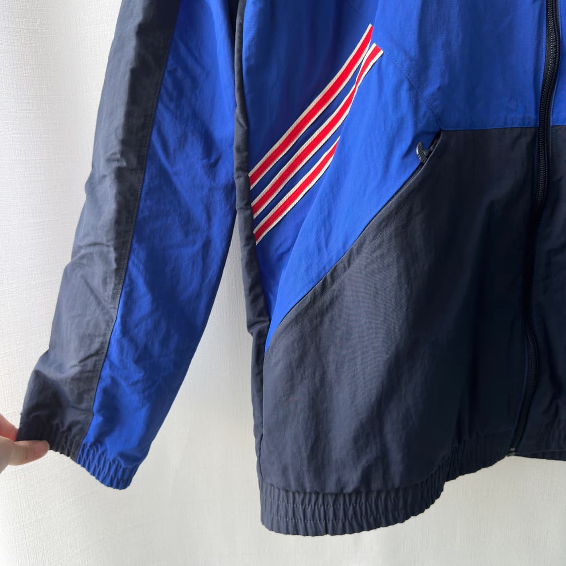 아디다스 SPRT 트레포일 자수 나일론 바람막이 자켓 블루 XL 상품이미지3