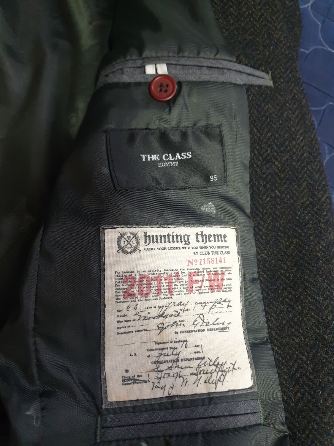 (빈티지) 더 클래스 10s 헤링본 행거치프 클래식 울 블레이저 (95) 상품이미지7