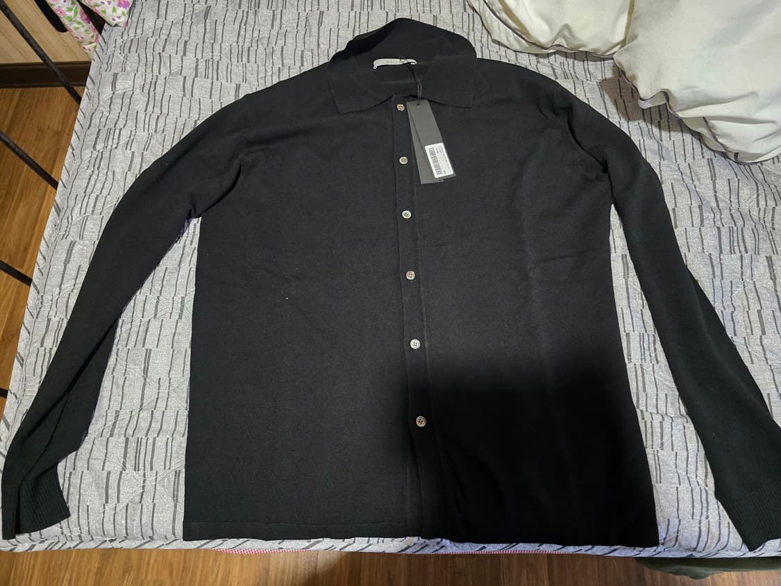 노이어 레이어드 니트 셔츠 가디건 블랙 48 상품이미지2