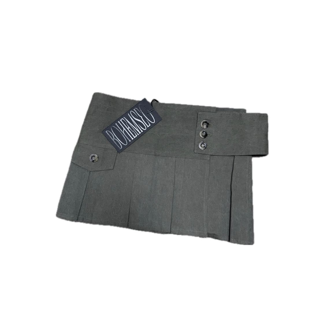 보헤미안서울 COTTON PLEATED WRAP SKIRT 카키브라운 상품이미지1