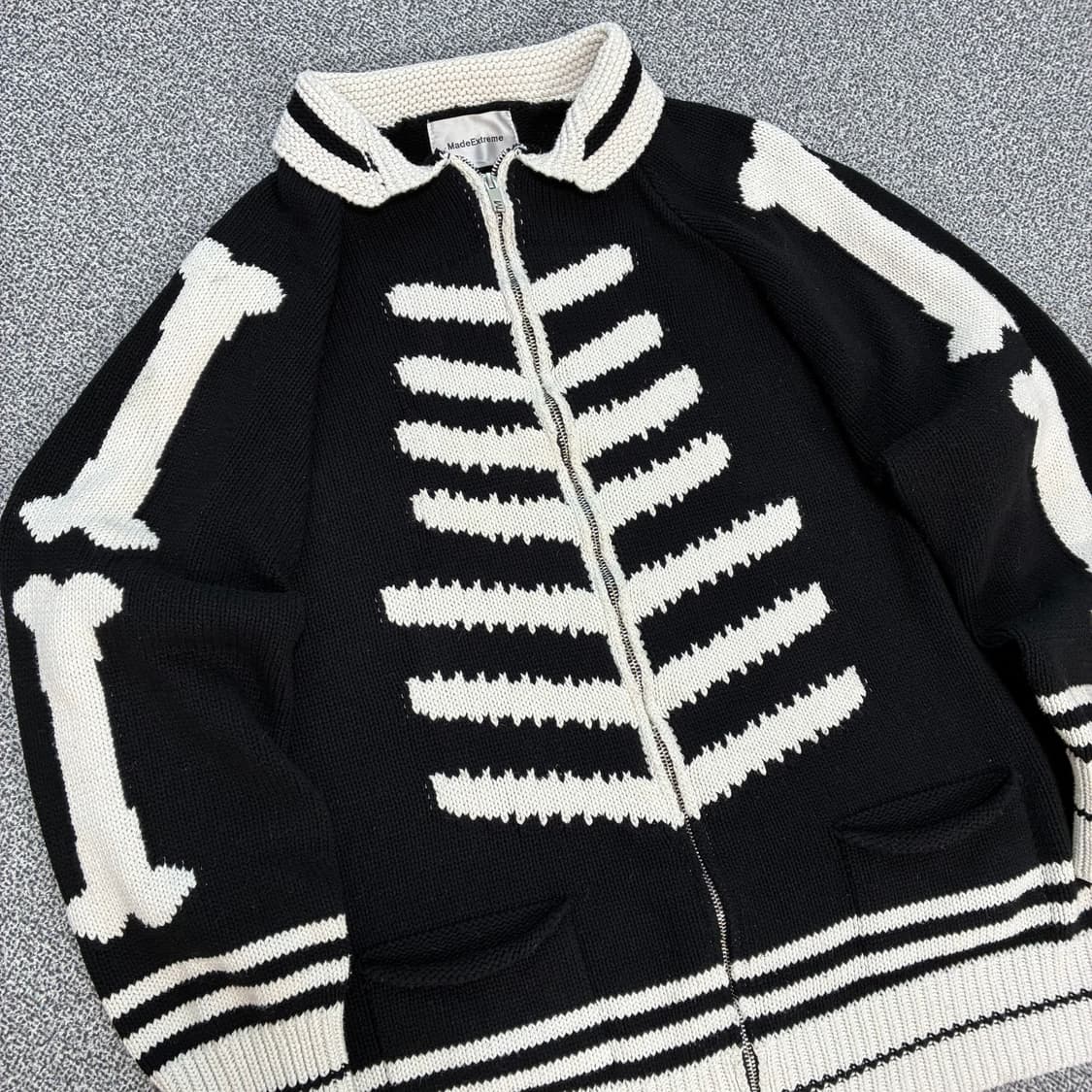 <빈티지 해골 니트 집업> No.1590 상품이미지4