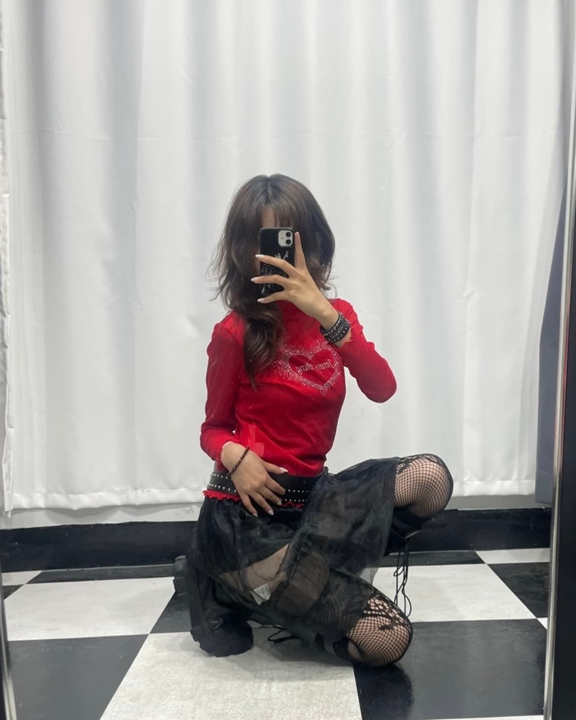 🎸레드 씨스루 롱슬리브🎸 상품이미지3