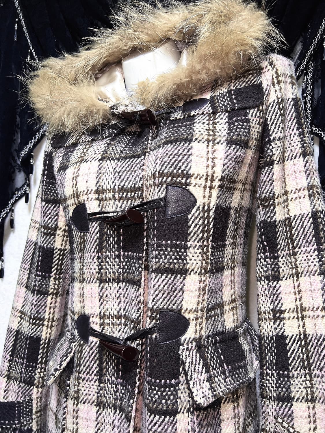 세실맥비 딸초 라떼갸루 로맨틱 로걀 하치 핀터깔 후드퍼 체크 떡볶이코트 상품이미지6