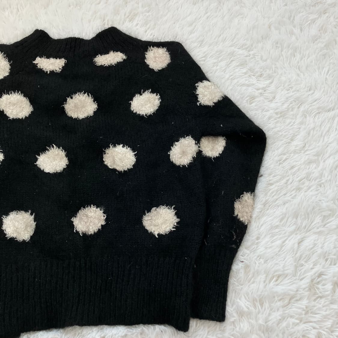 빈티지 블랙 땡땡이 니트 y2k 스트릿 갸루 펑키 일본빈티지649  상품이미지3