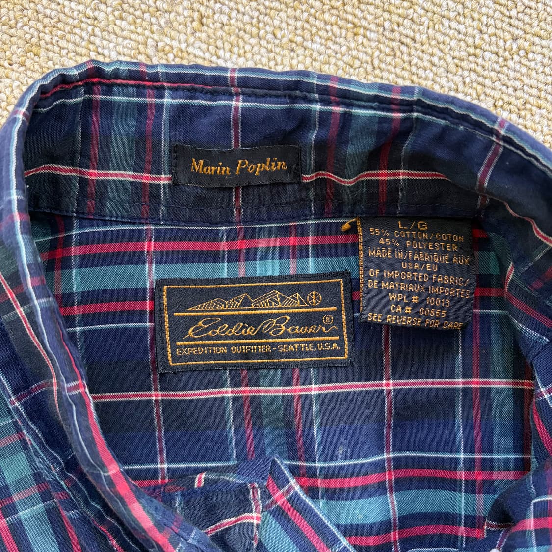 90s 에디바우어 헤비 코튼 체크 셔츠 (L) 상품이미지5