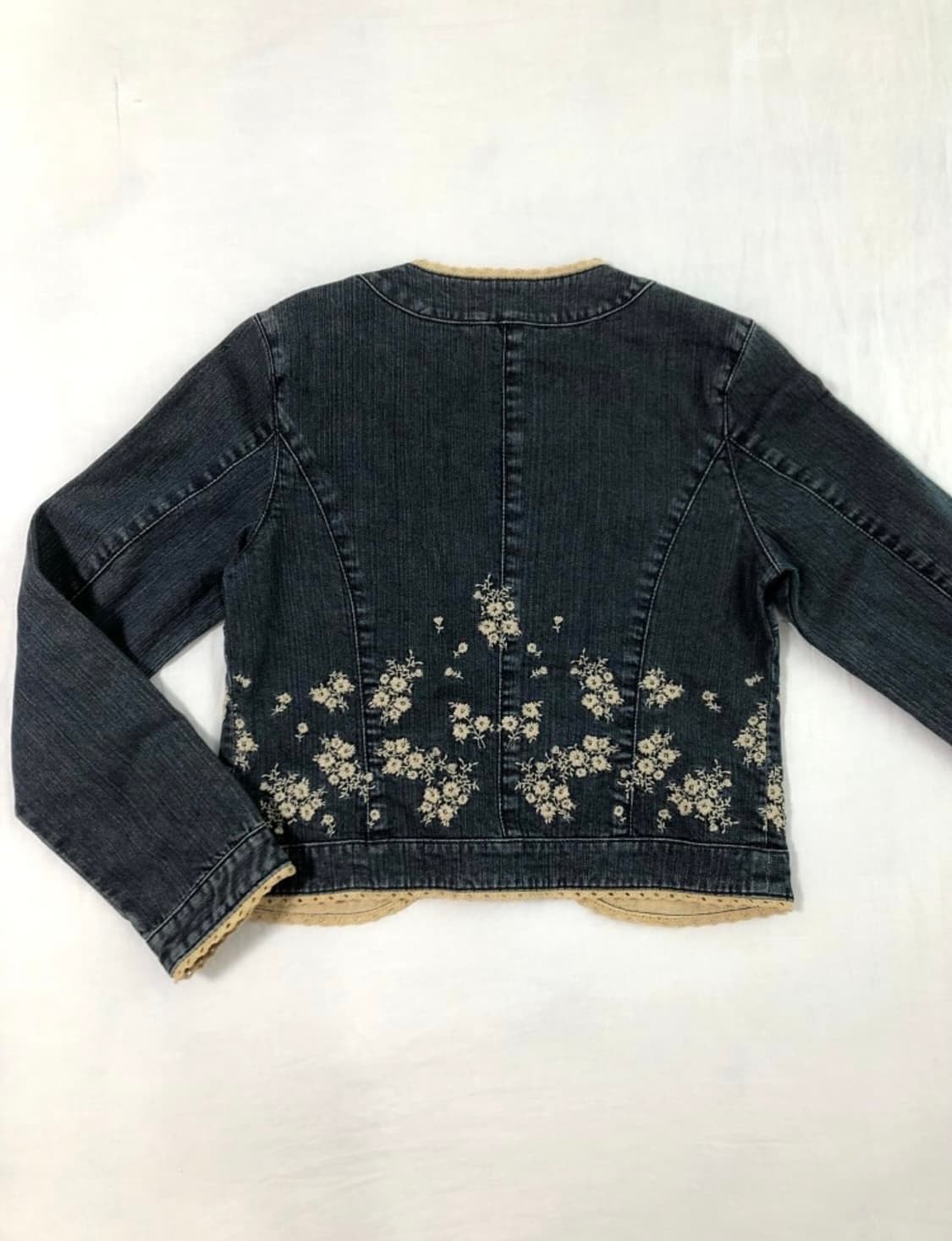 로라애슐리 크로셰 꽃 자수 청 데님자켓 오리엔탈 모리걸 영국빈티지 상품이미지3