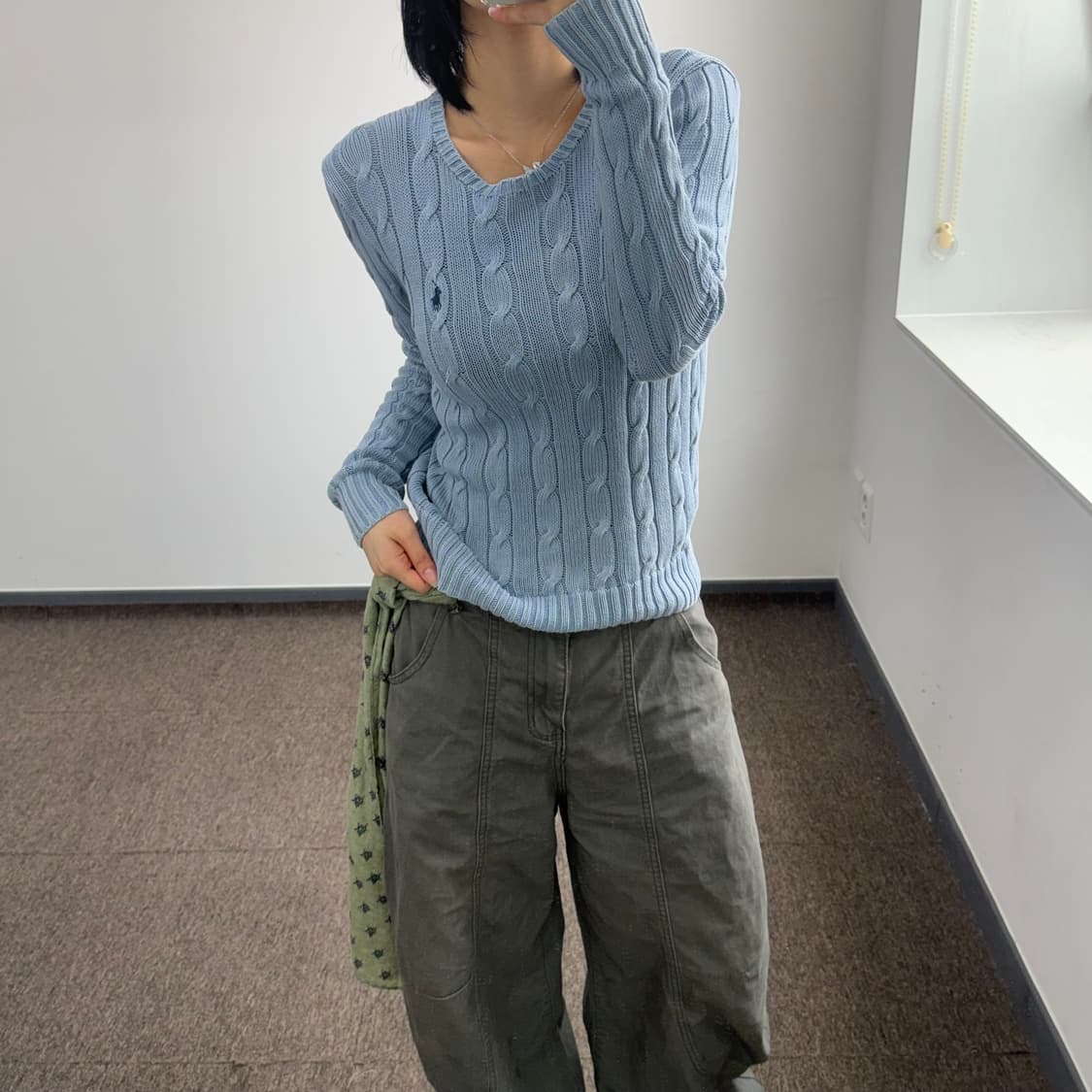 Polo 폴로 블루 포니 라이트 블루 케이블 니트 상품이미지1