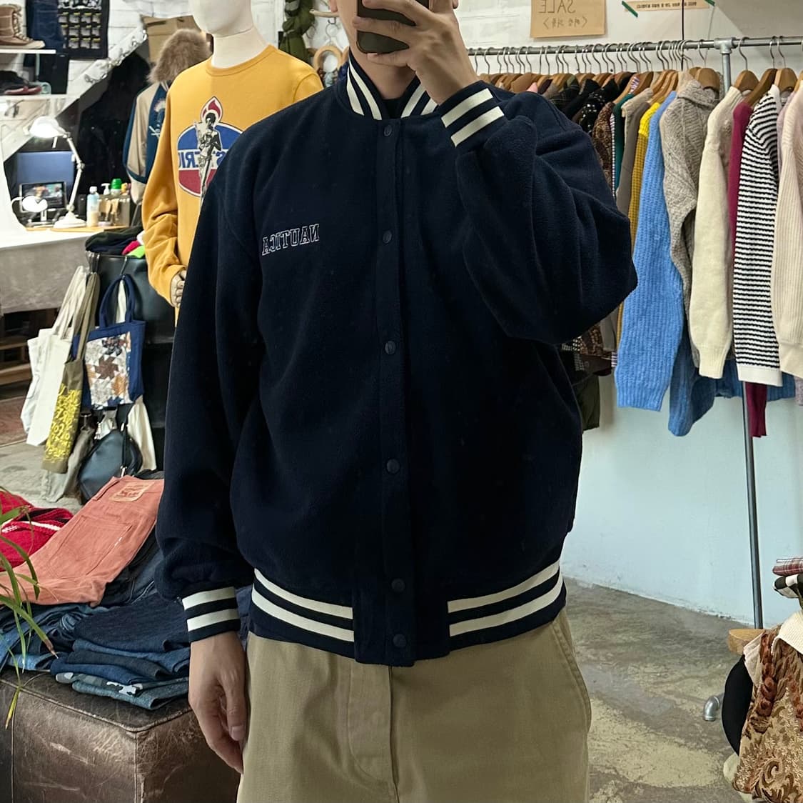 (착용컷) nautica 플리스 스타디움 자켓 (남성용 100) 상품이미지3