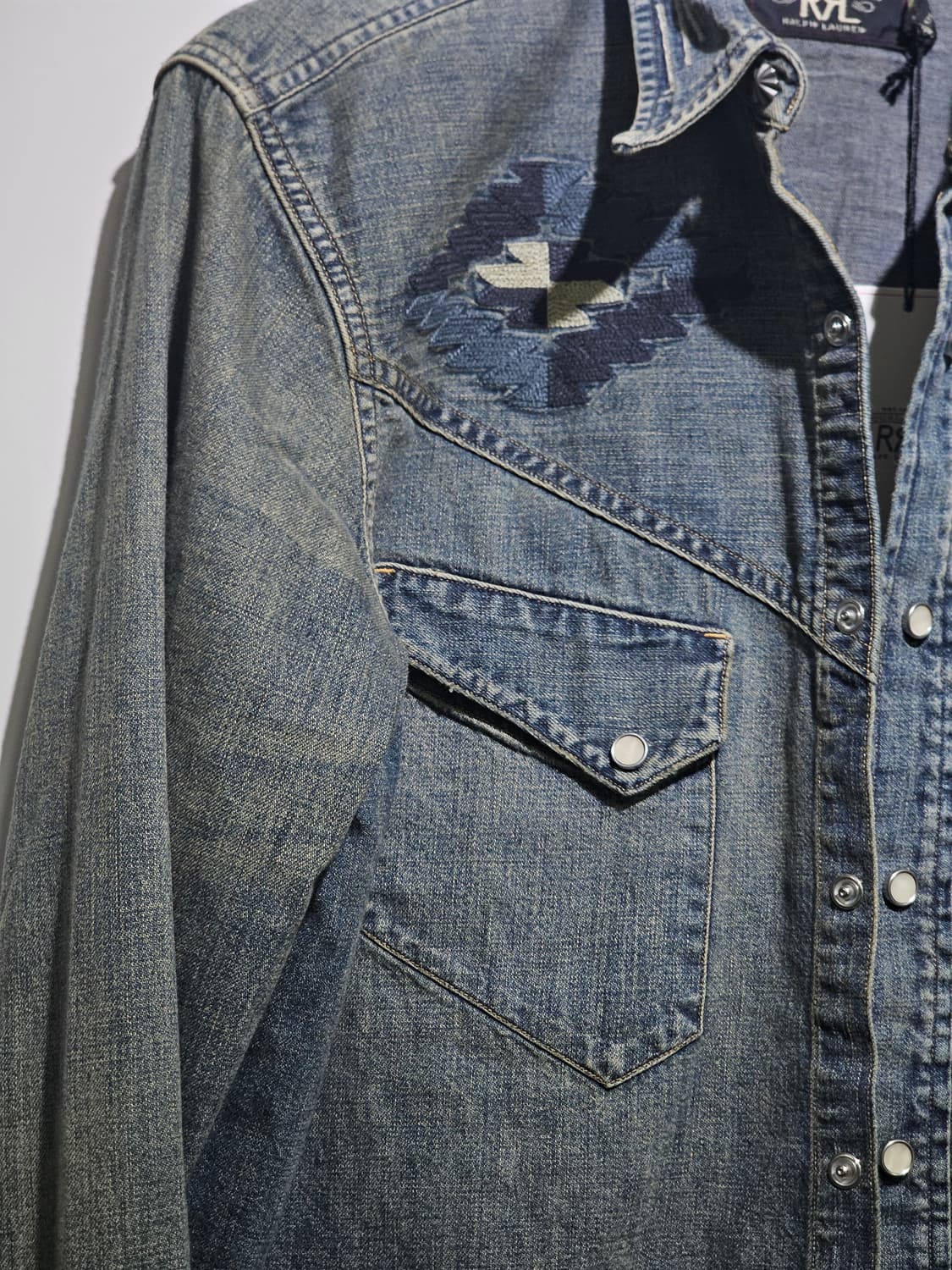RRL 데님 웨스턴 셔츠 (웨스턴 요크 패턴)m 상품이미지3