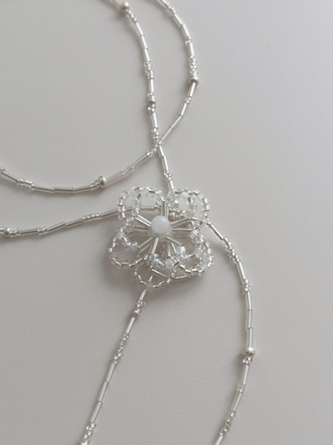 White flower layered necklace 상품이미지2