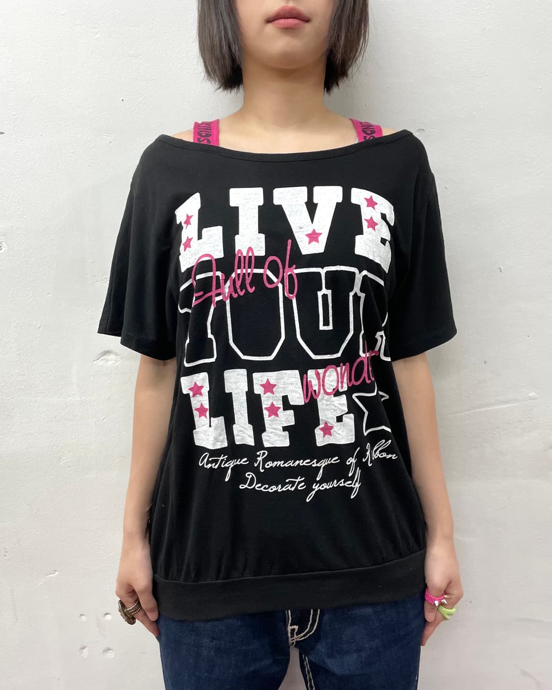 Pink star shoulder kitsch T-shirt 상품이미지2