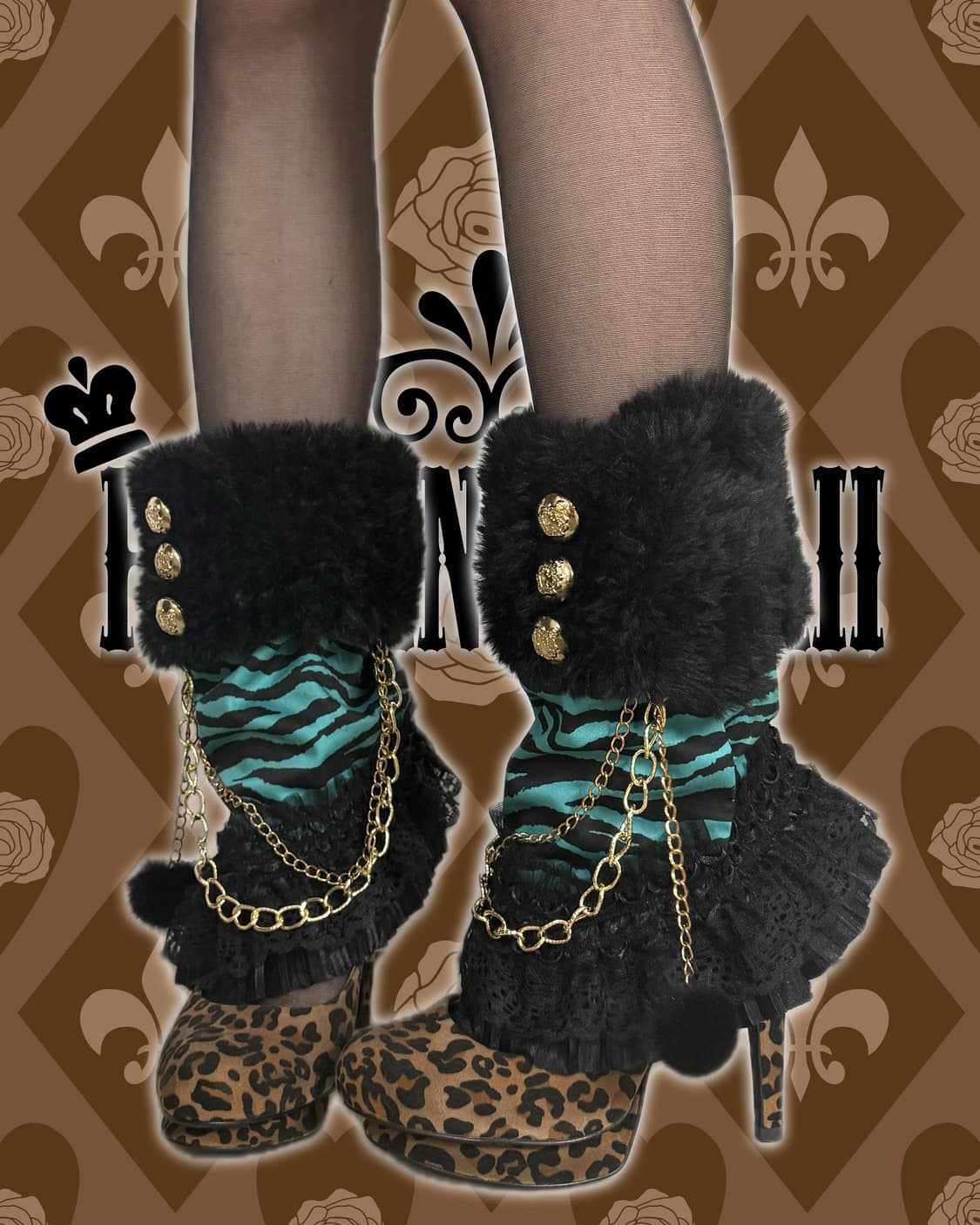 갸루 지브라 퍼 레그워머 Zebra fur leg warmer ☆* 상품이미지1