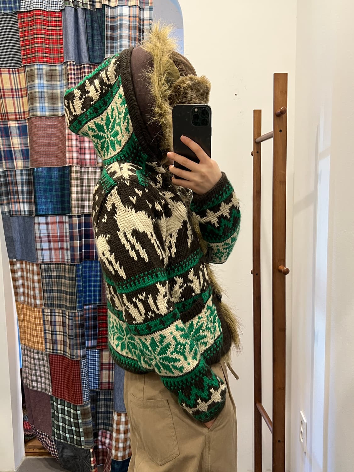 그린 디어 니트 퍼 가디건 상품이미지4