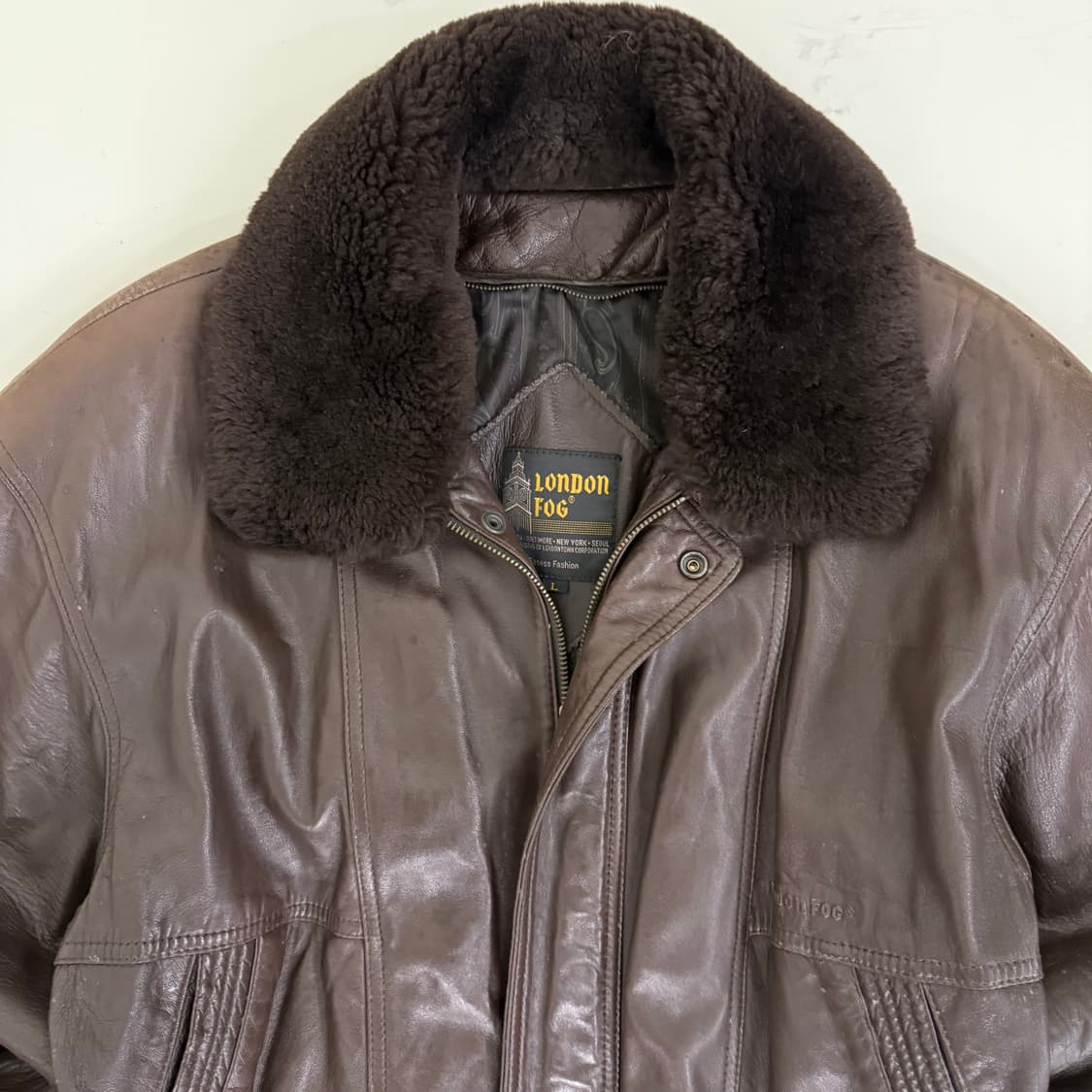 90's 런던포그 램스킨 무스탕 가죽 자 상품이미지3