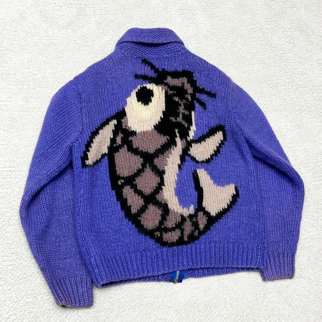 재패니즈 빈티지 퍼플 코이 헤비 울 가디건  상품이미지2