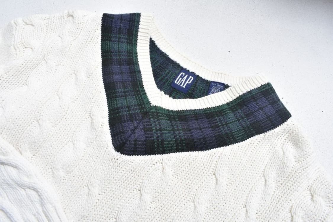 90S 올드 갭 브이넥 케이블 니트 M 상품이미지2