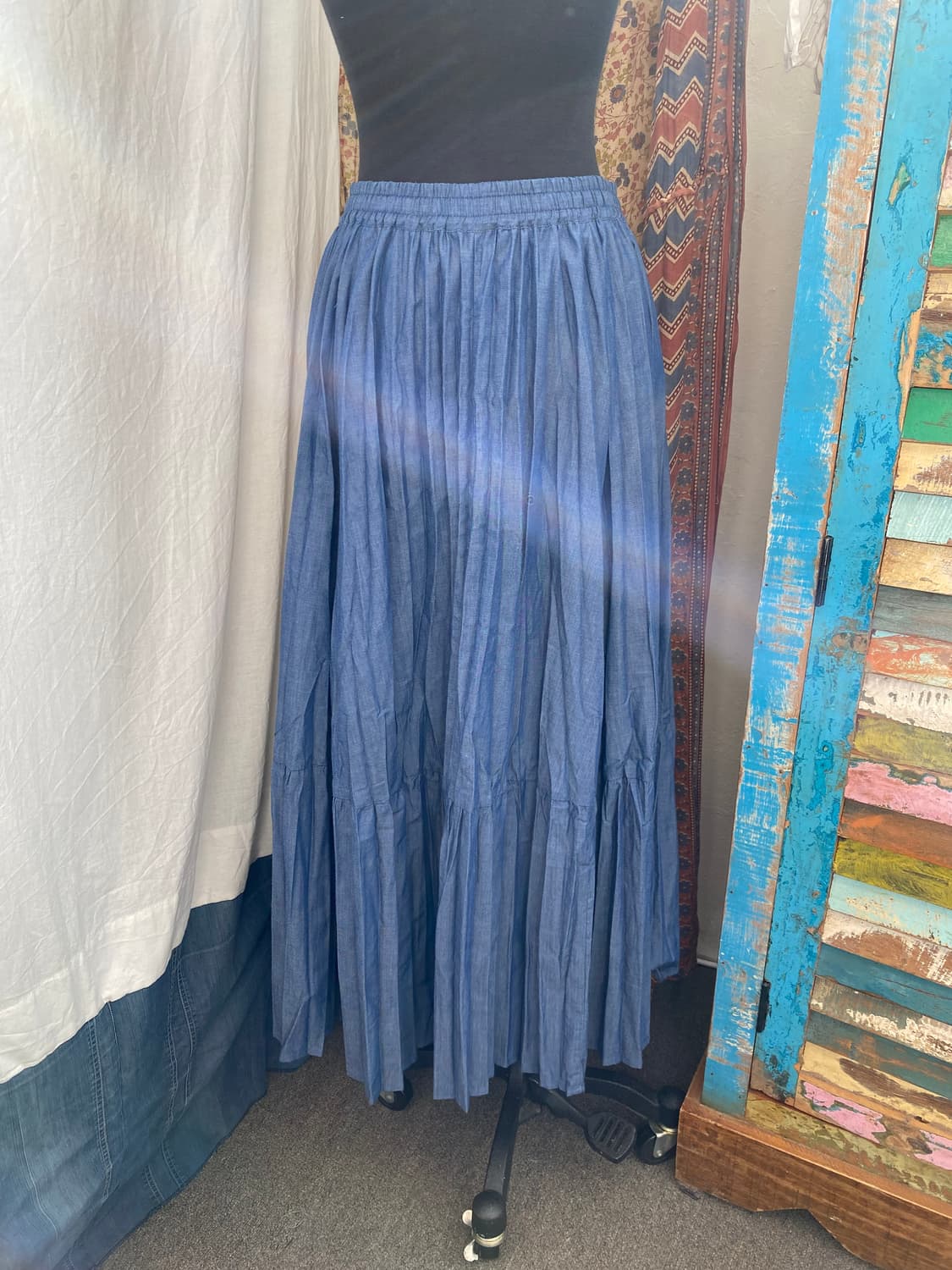 면혼방 블루 밴딩롱스커트(F) 상품이미지6