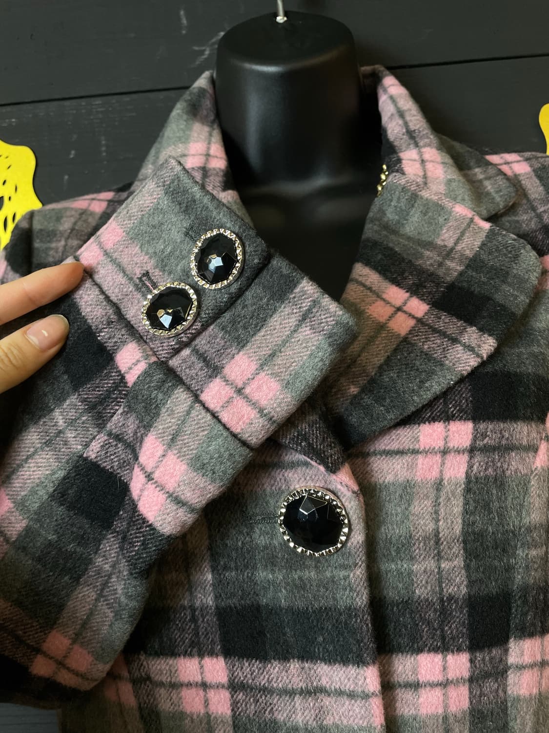 ANK ROUGE 앙크루즈 갸루 핑크 체크 패턴 코트 상품이미지4