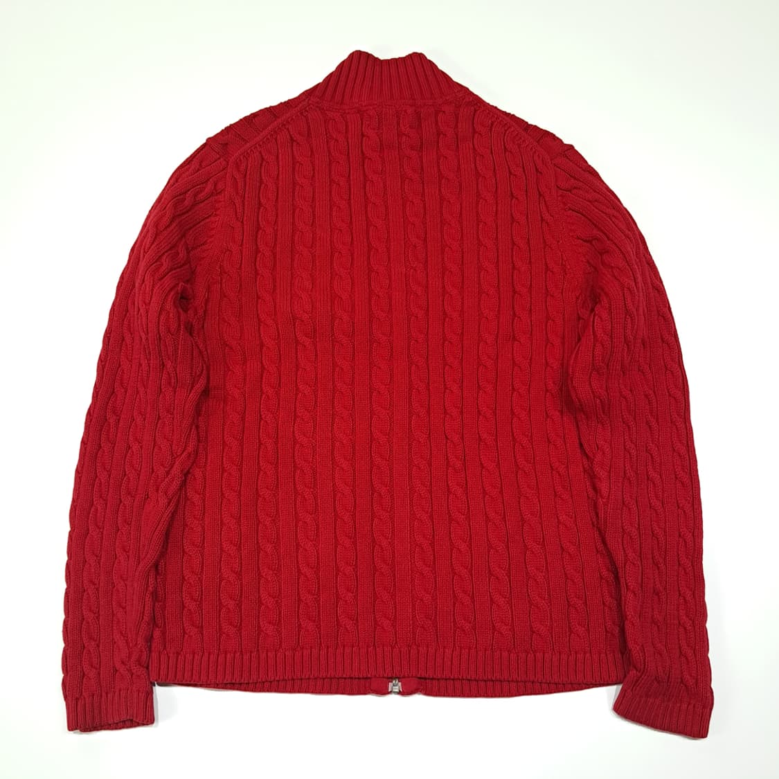 CL306 L 엘엘빈 00s 코튼 케이블 집업 레드 니트 스웨터 상품이미지6