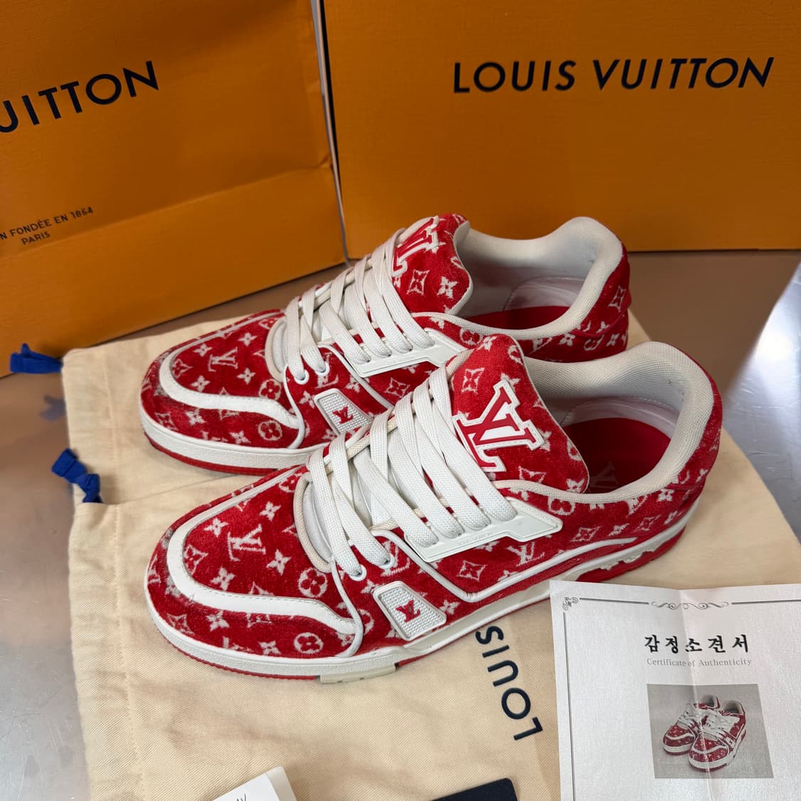 [리오브] 루이비통 LV 트레이너 텍스타일 벨벳 모노그램 스니커즈 상품이미지2