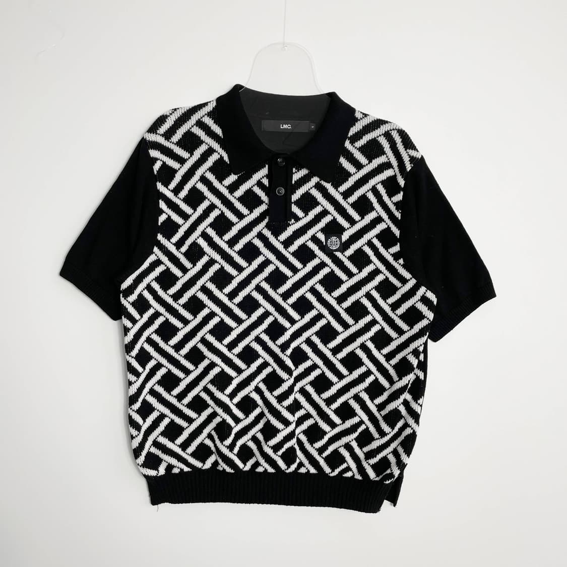 E2 LMC 위빙 패턴 니트 폴로 셔츠 블랙 M사이즈 상품이미지1