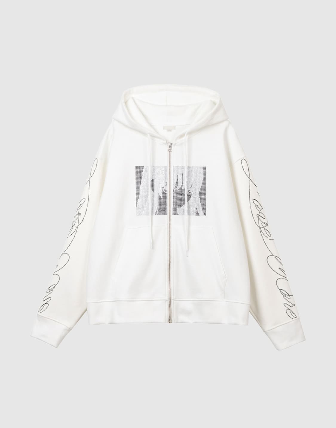 1 본네 라인스톤 후드집업 집업 후디 화이트 미개봉 새제품 판매 상품이미지1