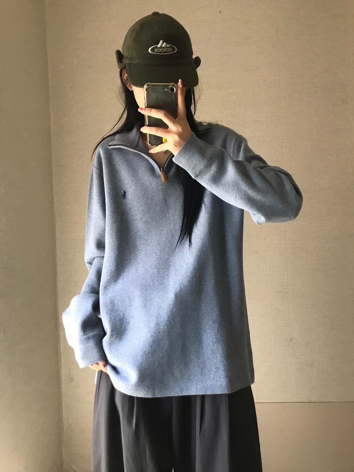폴로 연하늘 코튼 반집업 상품이미지4