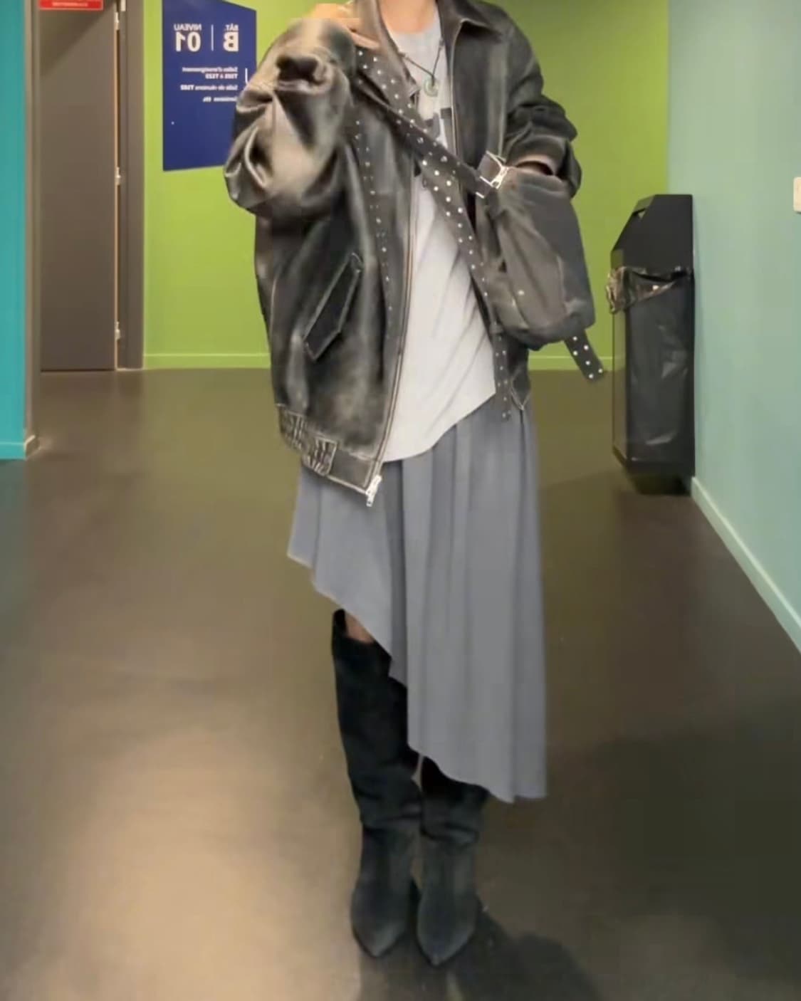 EE 누마레 unbalance gather skirt charcoal 상품이미지3