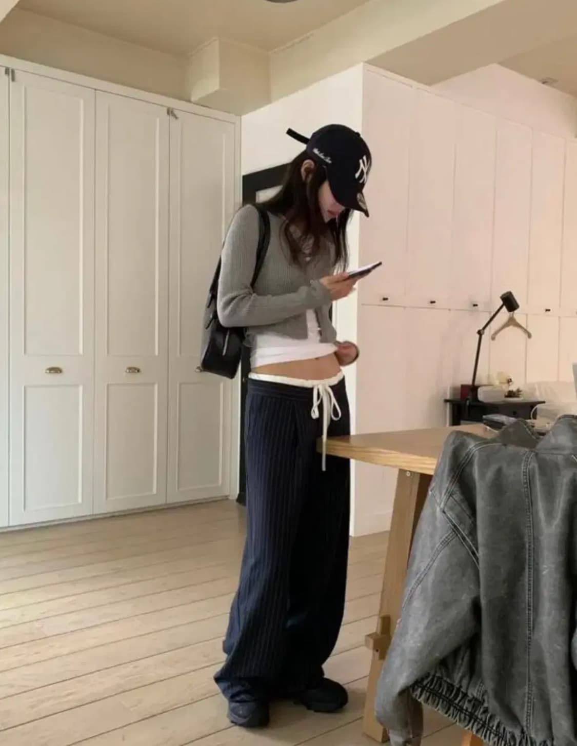 릿킴 더블웨이스트 스트라이프 팬츠 상품이미지2