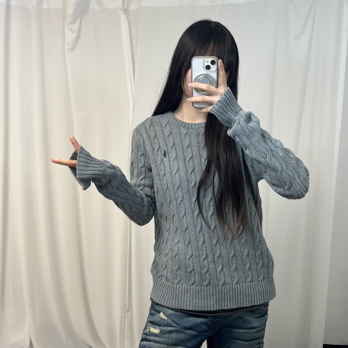 Polo Ralph Lauren grey cable knit 상품이미지2