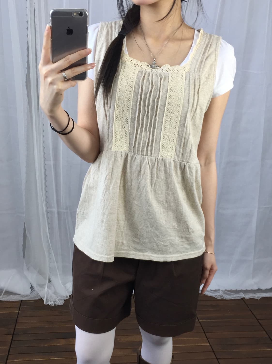 'Samansa Mos' Lace Cotton Sleeveless Top 상품이미지3