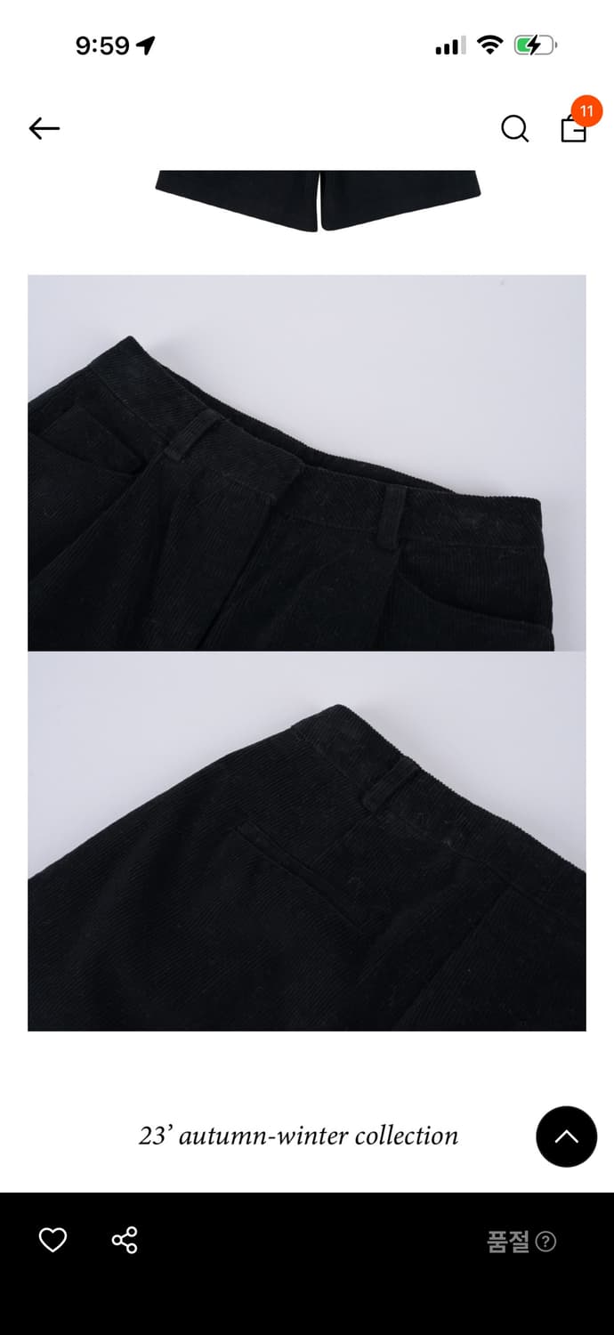 아노에틱 코듀로이 버뮤다 팬츠 블랙 상품이미지4