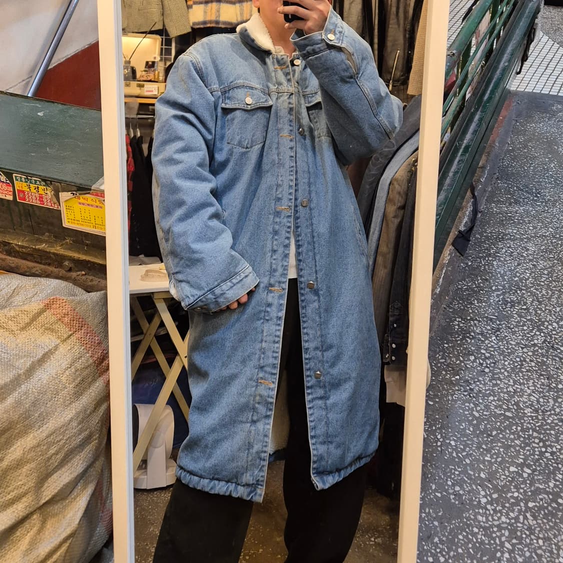 M~L(착샷잇음) 팔왕통 양털 데님코트  상품이미지3
