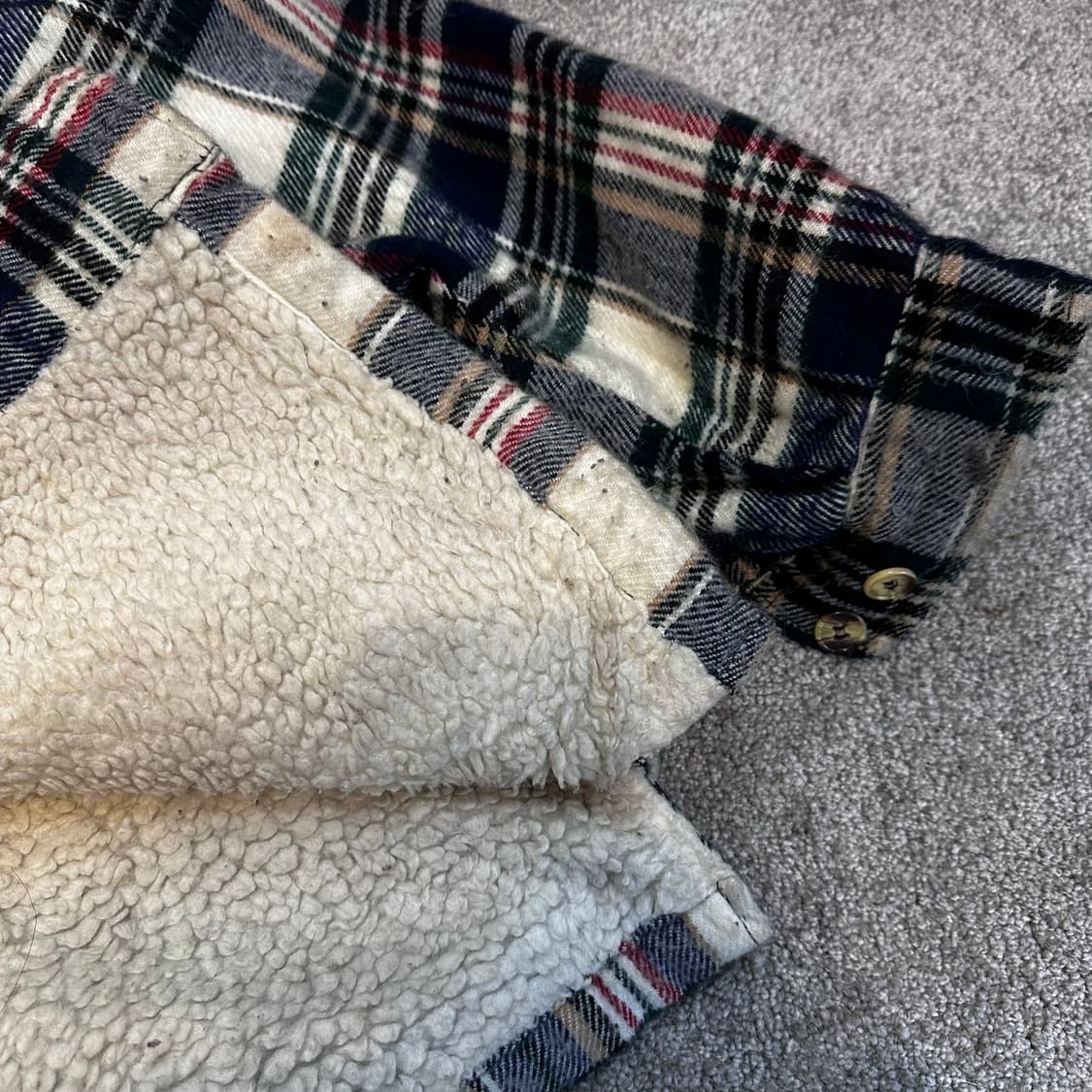 빈티지 체크 플란넬 쉐르파 자켓 셔츠L 상품이미지5