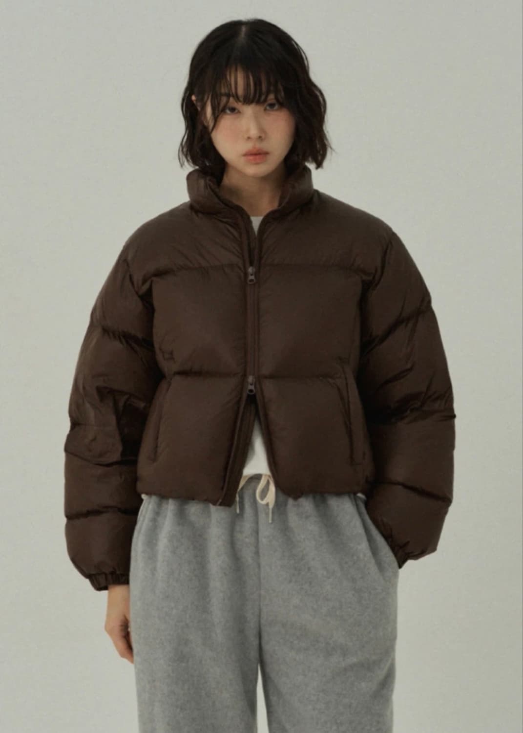 무드인사이드우먼 크롭 숏패딩 브라운 상품이미지10