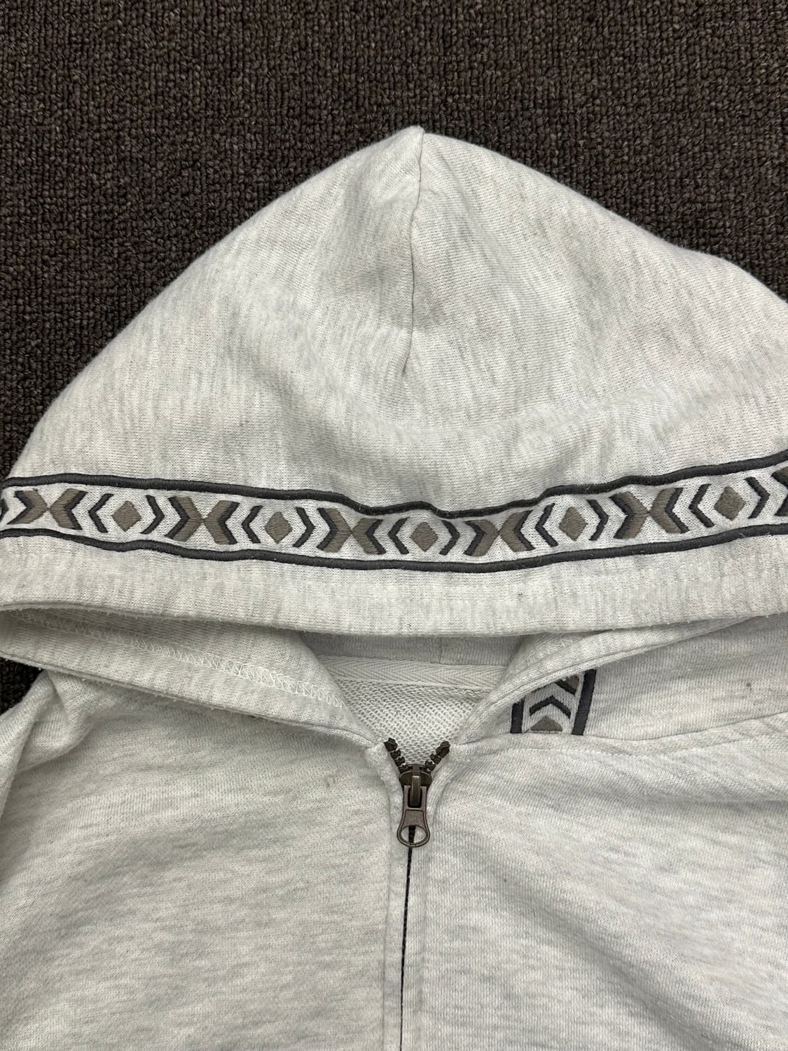 L)Japanese vintage 자수 디테일 헤더 그레이 후드집업 상품이미지4