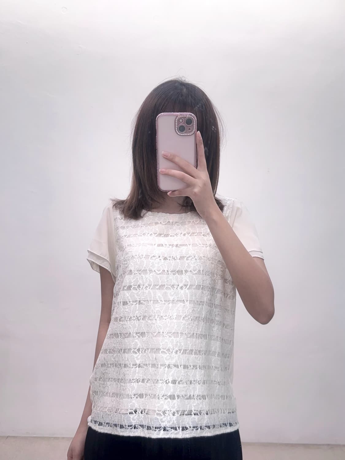 glacier 레이스 반팔 블라우스 (착샷o) 상품이미지3