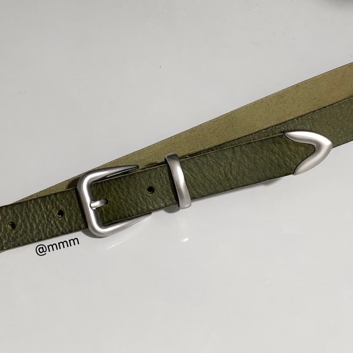 [Unisex] 말차라떼 웨스턴 장식 가죽 벨트 상품이미지4