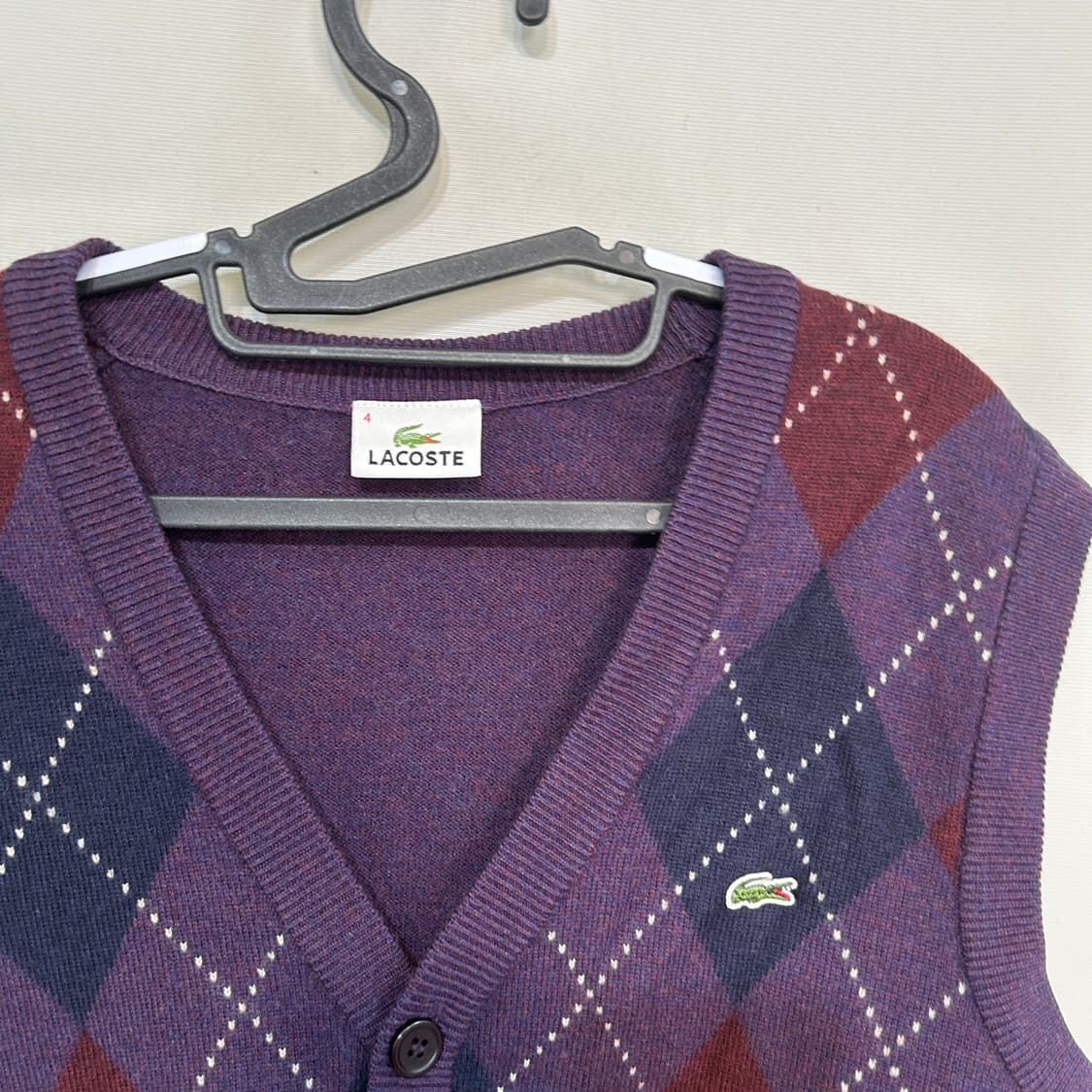 라코스테 남성 아가일 니트 조끼 100 상품이미지2
