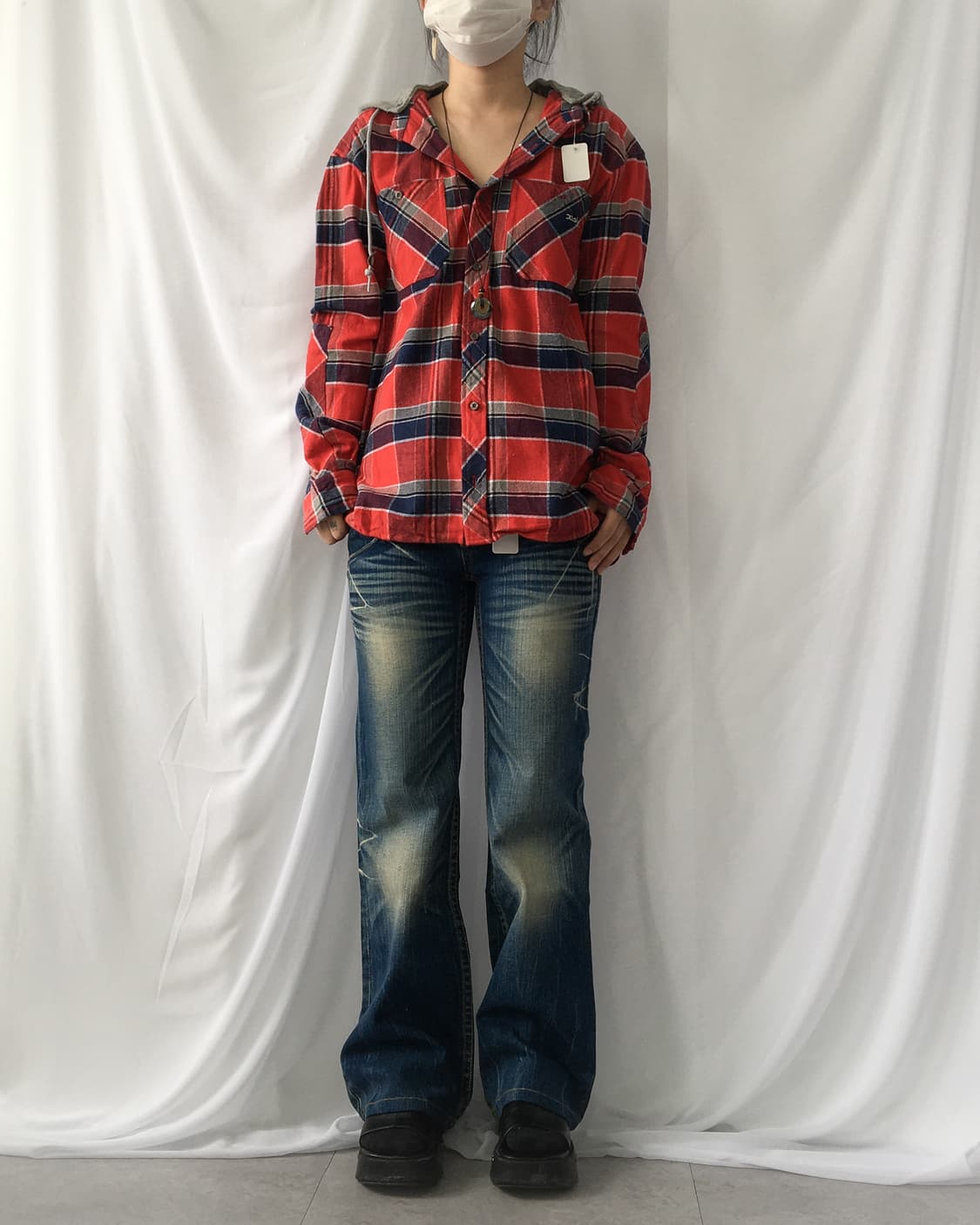 Hood layered check pattern shirt 상품이미지7