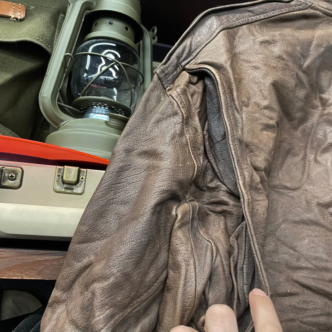 90s 아틀레틱 빈티지 A-2 플라이트 리얼 레더 자켓 상품이미지7