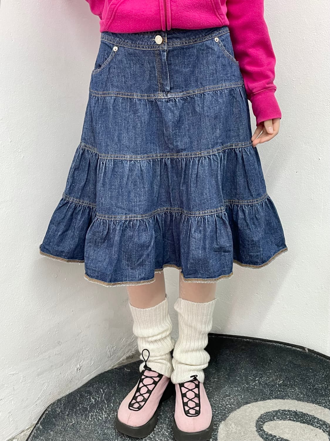 진청 데님 캉캉 스커트 상품이미지2