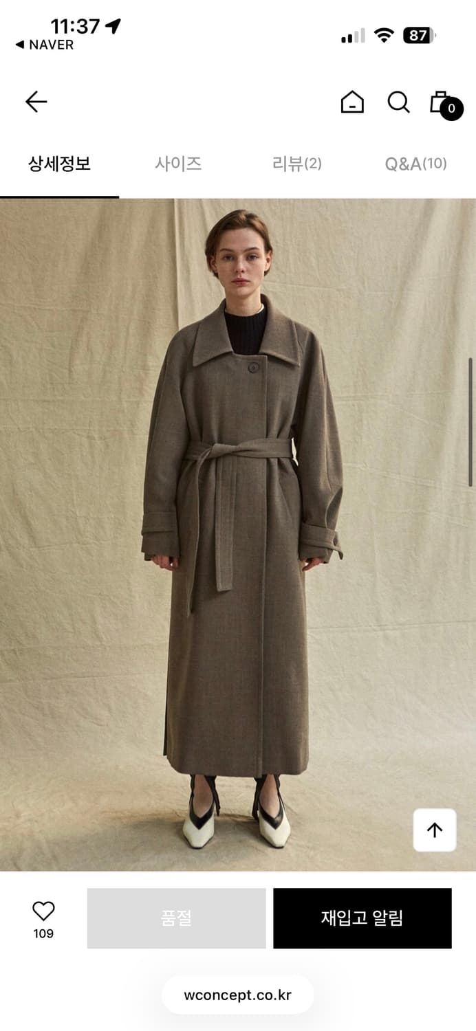 로우클래식 울 트렌치코트 정가78만원 상품이미지3