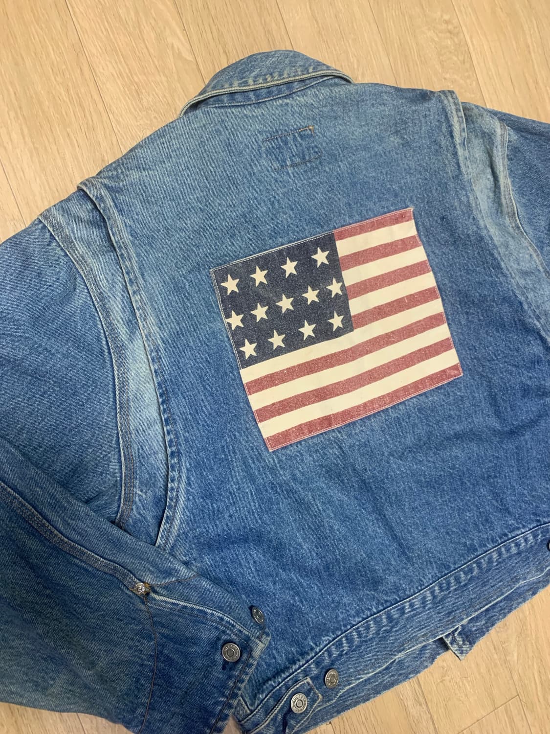 [M] 90s 랄프로렌 덩가리 데님 성조기 자켓 상품이미지2
