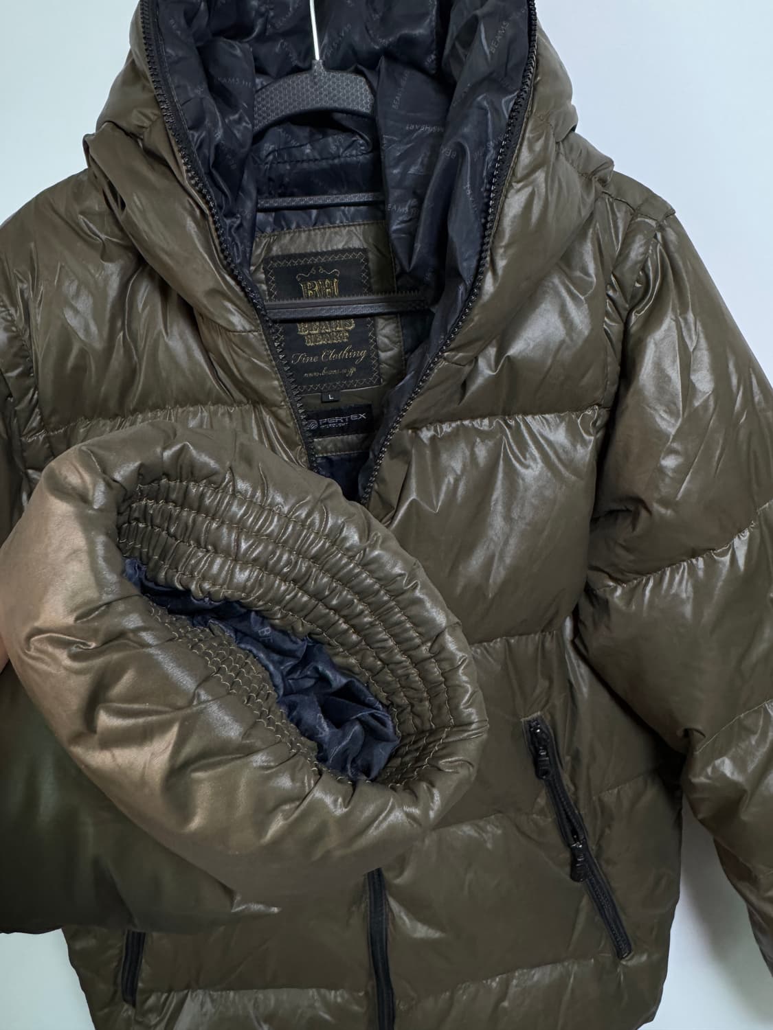 일본 BEAMS HEART 패딩 L 카키 상품이미지4