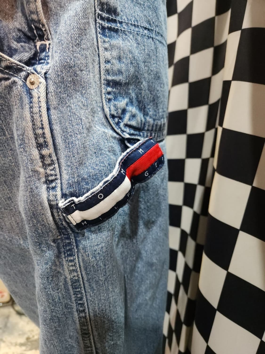 타미힐피거 90s 카펜터 와이드핏 데님 멜빵바지 오버롤 상품이미지10