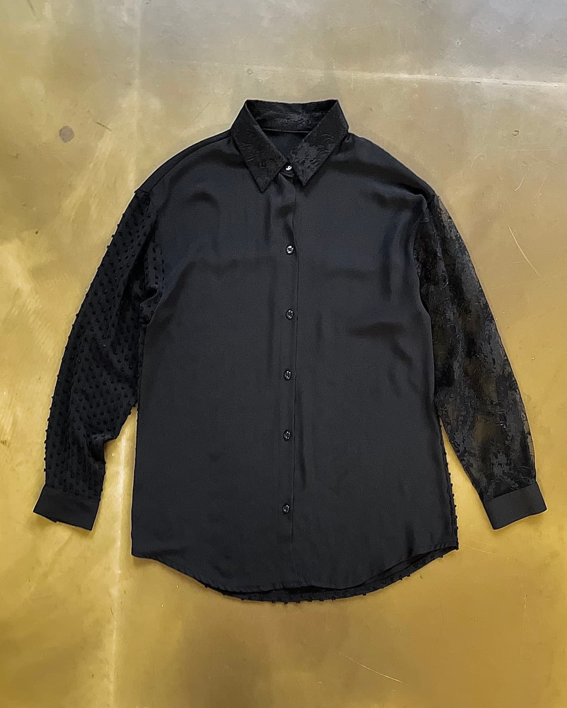 Jpn Vintage Mixed Texture Black Shirt 상품이미지3