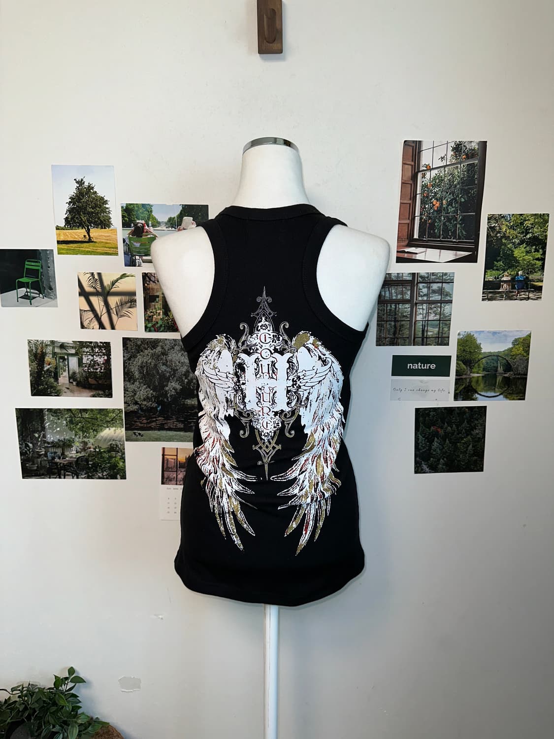 Black punk wings graphic 슬리브리스 상품이미지5