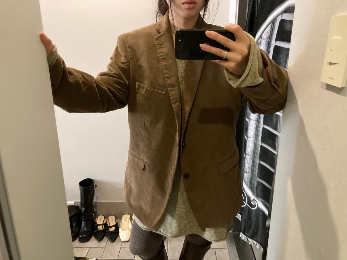 브라운 코듀로이 패치 블레이저 상품이미지1