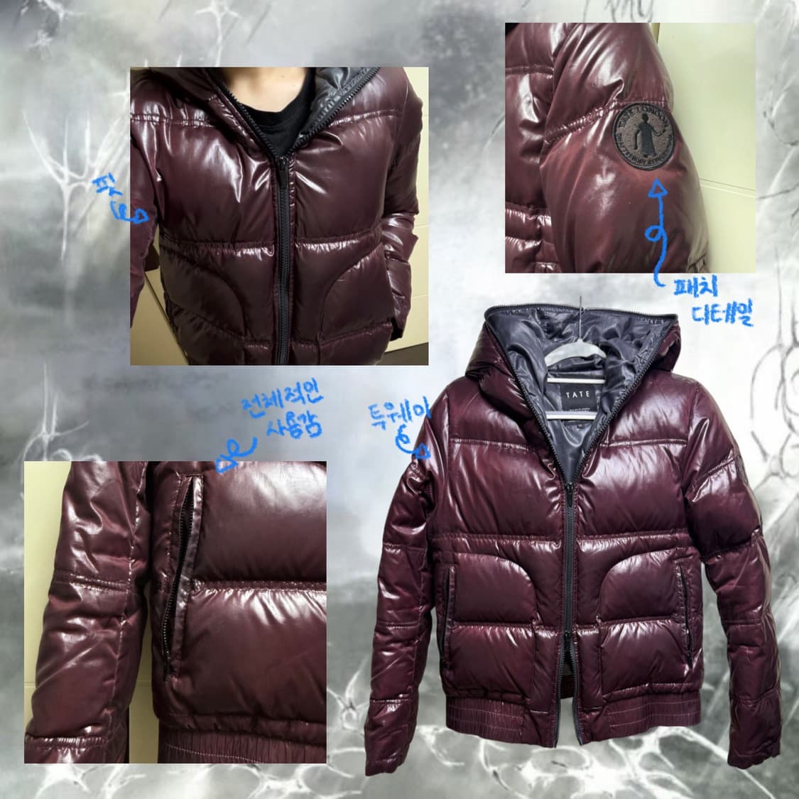 y2k 빈티지 버건디 숏패딩 상품이미지2